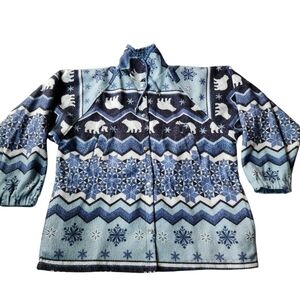 Vintage Reversible Fleece Rain Jacket Winter Polar Bear Nature Jacket